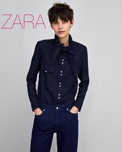 sale!新品タグ付☆ZARAザラ☆Collection タイリボン　デニムシャツ