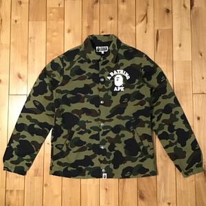 ★美品★ カレッジロゴ コーチジャケット Sサイズ 1st camo green a bathing ape BAPE coach jacket エイプ ベイプ アベイシングエイプ j2j