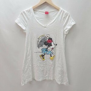 ◇ tommy girl トミーガール Vネック ミニーマウス プリント 半袖 Tシャツ サイズM ホワイト系 レディース E