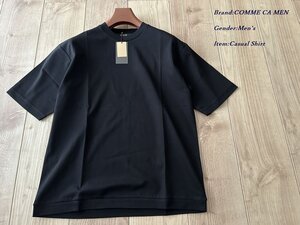 新品訳有り COMME CA MEN コムサメン シルケットポンチ フライスリブTシャツ 05ブラック Lサイズ 42TI03 定価16,500円