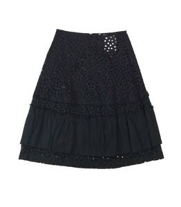 tricot COMME des GARCONS トリココムデギャルソン AD2007 レース スカート コットン フレアスカート フリル ブラック 黒 S (ma)