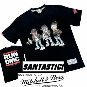 Run DMC Santastic Mitchell & Ness■Tシャツ M 黒 ブラック トリプルコラボ 井上三氏描き下ろし 2008コピーライト バンTバンドTシャツ