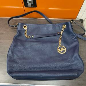 美品 MICHAEL KORS マイケルコース ロゴ ネイビー 2WAY ショルダーバッグ ゴールド金具/1330