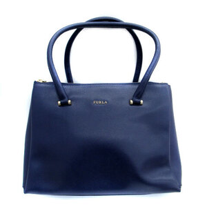 フルラ FURLA Lotus ロータス ハンドバッグ ロゴ レザー 紺 ネイビー G6435 /SM9 ■GY18 レディース