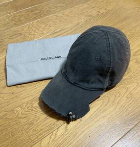 美品☆[BALENCIAGA] 23SS Heavy Piercing Cap ハードダメージ加工 ピアスキャップ 帽子 L 59cm 744299 410B2 イタリア製 バレンシアガ