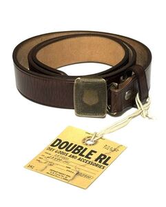 RRL DOUBLE RL ヴィンセンス レザーベルト ヴィンテージ加工 ダークブラウン ブラス色バックル 32インチ