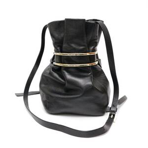 ジミー チュウ イヴ EVE ショルダーバッグ 巾着 ゴールド金具 メタル レザー 本革 黒 ブラック black Jimmy Choo