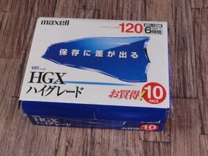 S589【VHS　録画用テープ】　maxell　/マクセル　VHSビデオテープ　HGXハイグレード　120×10　★10巻セット