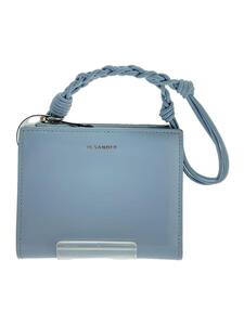 JIL SANDER◆MINI FRENCH WALLET/2つ折り財布/レザー/BLU/レディース