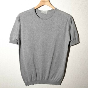 メンズ M ジョンスメドレー 最高級コットン クルーネックTシャツ BELDEN シルバー JOHN SMEDLEY イギリス製★同梱不可