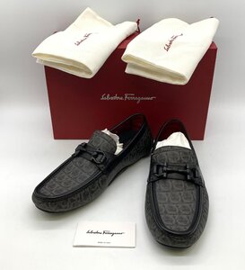 Salvatore Ferragamo フェラガモ ドライビングシューズ PARIGI 19 サイズ:9 ブラック系 メンズ シューズ ☆良品☆[76-1119-E2]