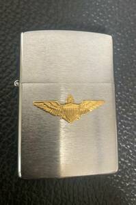  (未使用) ZIPPO ジッポー ライター オイルライター シルバーカラー 銀色 ロゴ エンブレム 羽 翼 ウイング 盾 ★ G- VIII- 1992年製造