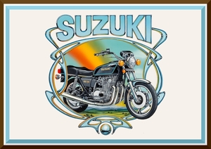 ポスター★David Mann『SUZUKI GS750』 スズキ アートポスター★デイビッド・マン/GT750/GS400