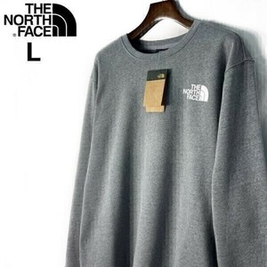 1円～!売切!【正規新品】THE NORTH FACE LOGO PULLOVER CREW トレーナー スウェット US限定 男女兼用 ロゴプリント(L)グレー 181130-22