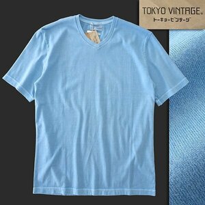 新品 gim エアロポステール VINTAGE ガーメントダイ 半袖 Tシャツ M 水色 【I42708】 AEROPOSTALE 日本製 春夏 Vネック カットソー