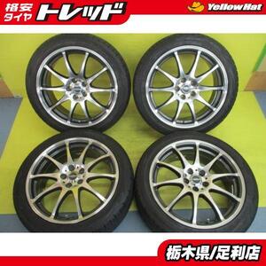 86 30系 50系 プリウス 中古 夏タイヤ 社外アルミ ４本セット FALKEN ZIEX ZE914 215/45R17 CROSS SPEED Premium 17インチ 5H100 足　　