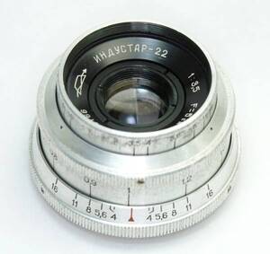 ソ連 KMZ INDUSTAR-22 1:3.5 F=5cm 非沈胴型 Zenit - M39 2B-166 レア Red P 1955年