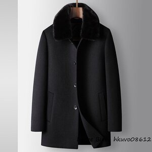 32万*最上級 ビジネスコート 超希少 ダウンジャケット 兎毛 毛皮 リアルファー WOOL*超防寒 2WAY 取出し可 ウールコート ロングコート 2XL