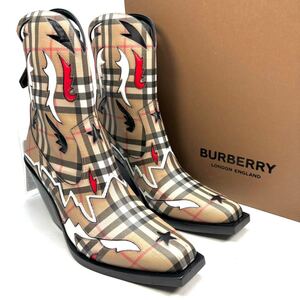 BURBERRY バーバリー　ウエスタンブーツ　ノバチェック　41 26.5cm レディース　靴　シューズ　ベージュ