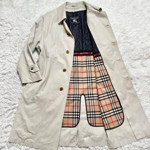 美品 L相当 ●Burberry バーバリー ステンカラーコート 2way キルティング ノバチェック ライナー 着脱可 ベージュ ロング丈 ホースロゴ 