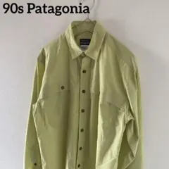 90sPatagoniaパタゴニア長袖シャモアクロスシャツメンズsmイエロー黄