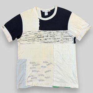 希少！COMME des GARCONS SHIRT コムデギャルソン シャツ 異素材 再構築 ドッキング パッチワーク 半袖 Tシャツ M sacai アーカイブ 90s 