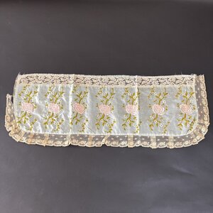 ◆ アンティーク フレンチレース シルク刺繍 花瓶敷 テーブルセンター 58×21㎝ ◆