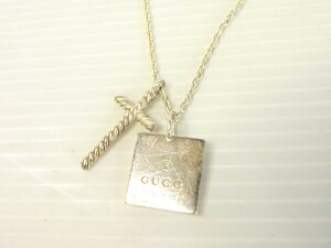 M GUCCI グッチ Ag925 クロス プレートトップ ネックレス　総重量7.8g シルバー アクセサリー