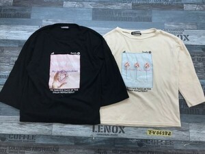 CIMAHOUSE キッズ 女の子 ロンT 長袖Tシャツ 140 2点セット まとめ売り 黒・ベージュ