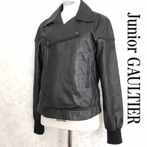 ★ Junior GAULTIER ジュニア ゴルチエ Jean Paul Gaultier ジャン・ポール・ゴルチエ 羊革 レザー ラムレザー ライダース ジャケット 16A