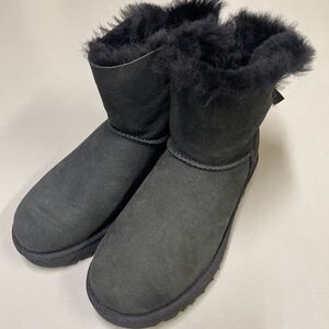 UGG アグ ムートンブーツ 黒 ブラック 23センチ レディース 靴 シューズ リボン