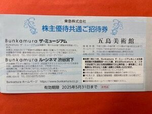 1～4枚☆東急株主優待・Bunkamuraザ・ミュージアム　ル・シネマ渋谷宮下＆五島美術館・招待券☆2025年5月31日期限♪