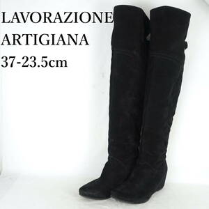 EB4415*LAVORAZIONE ARTIGIANA*ニーハイブーツ*37-23.5cm*黒