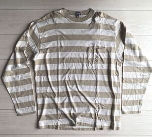 USA製 Stussy ボーダー 長袖Tシャツ/ オールドステューシー/ Mサイズ/ ロンT/ 古着 コットン100