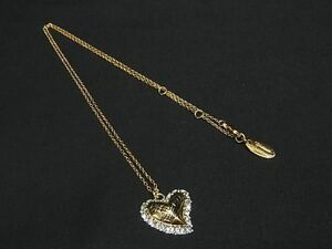 1円 ■美品■ Vivienne Westwood ヴィヴィアンウエストウッド ハート ラインストーン ネックレス アクセサリー ゴールド系 FB5259