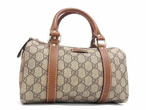 1円 ■美品■ GUCCI グッチ 193604 GG柄 GGスプリーム PVC×レザー ハンドバッグ トート レディース ブラウン系 AZ5508