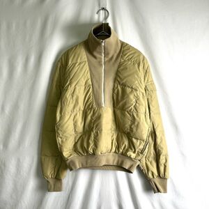 80s Eddie Bauer プルオーバー ダウン ジャケット S ベージュ ハイネック エディーバウアー 黒タグ 90s オールド ビンテージ