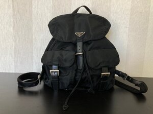 ●PRADA プラダ リュック バックパック テスート ナイロン 黒 三角プレート●