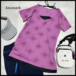 極美品 kissmark キスマーク Tシャツ レイヤード リボン ヨガ ピンク 大きいサイズ XL