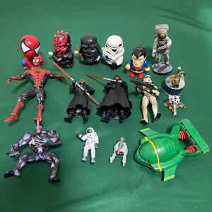 当時物 大量まとめ フィギュア ブリキ 玩具 おもちゃ スターウォーズ スパイダーマン他 未確認ジャンク品