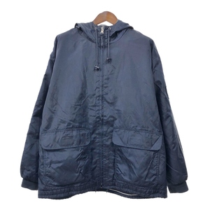 90年代 Abercrombie & Fitch アバクロンビーアンドフィッチ 中綿 ナイロン フリースジャケット ネイビー (メンズ XL) 中古 古着 Q8828