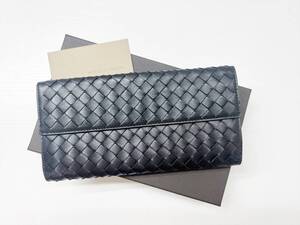 美品　Bottega Veneta　ボッテガヴェネタ　イントレチャート　Wホック　長財布　黒