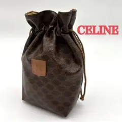 CELINE セリーヌ　ドローストリングバッグ ブラウン　ポーチ　かわいい