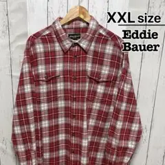 Eddie Bauer　フランネルシャツ　XXL　レッド　赤　ピンク　チェック柄