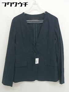 ◇ green label relaxing UNITED ARROWS リネン混 1B 長袖 テーラードジャケット サイズ38 ネイビー レディース