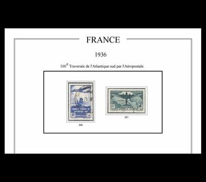 フランス・1936年 100番目の大西洋横断・カタログ高評価・極美品 とても綺麗です・2種完