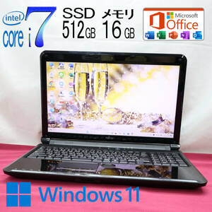 ★中古PC 最上級4コアi7！新品SSD512GB メモリ16GB★A55G Core i7-2670QM Webカメラ Win11 MS Office2019 Home&Business ノートPC★P72051