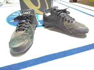 Ｐ皮付き アシックス 26.5 野球 スパイク 黒色 ブラック スパイクシューズ P革付き ASICS 26.5センチ BLACK 黒色 26.5cm P皮付き