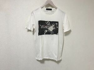 美品本物ラウンジリザードLOUNGELIZARDプリント柄ブランドネーム半袖Tシャツ日本製旅行トラベルビジネス2M白ホワイトメンズ