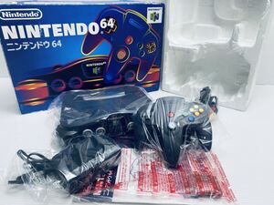 動作品/ 美品 N64 任天堂 ニンテンドー64 NINTENDO64 コントローラーACアダプター セット箱付 レトロゲーム/ 希少品(H-13)